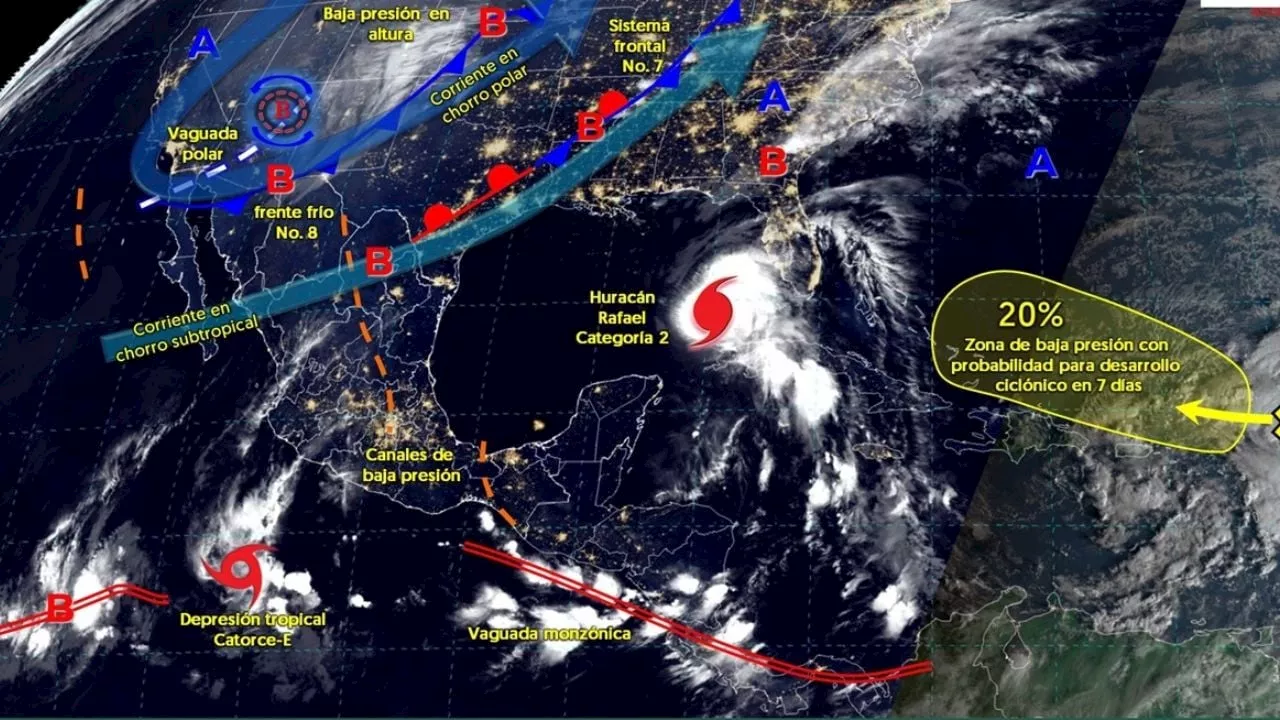 Trayectoria del huracán Rafael pone en alerta a Campeche, Quintana Roo y Yucatán