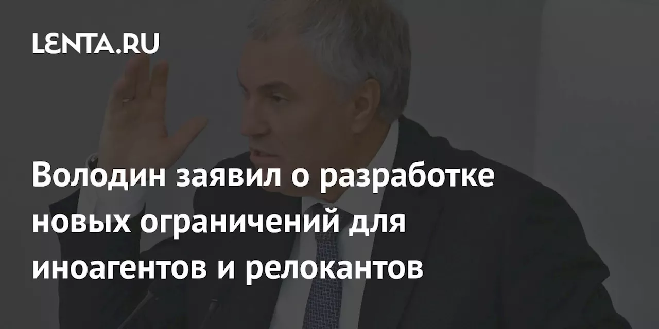 Володин заявил о разработке новых ограничений для иноагентов и релокантов