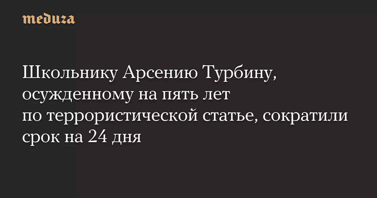 Школьнику Арсению Турбину, осужденному на пять лет по террористической статье, сократили срок на 24 дня — Meduza