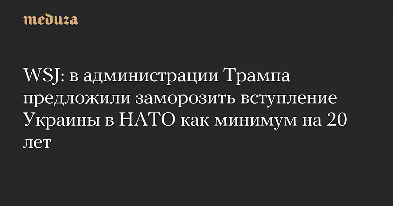 WSJ: в администрации Трампа предложили заморозить вступление Украины в НАТО как минимум на 20 лет — Meduza