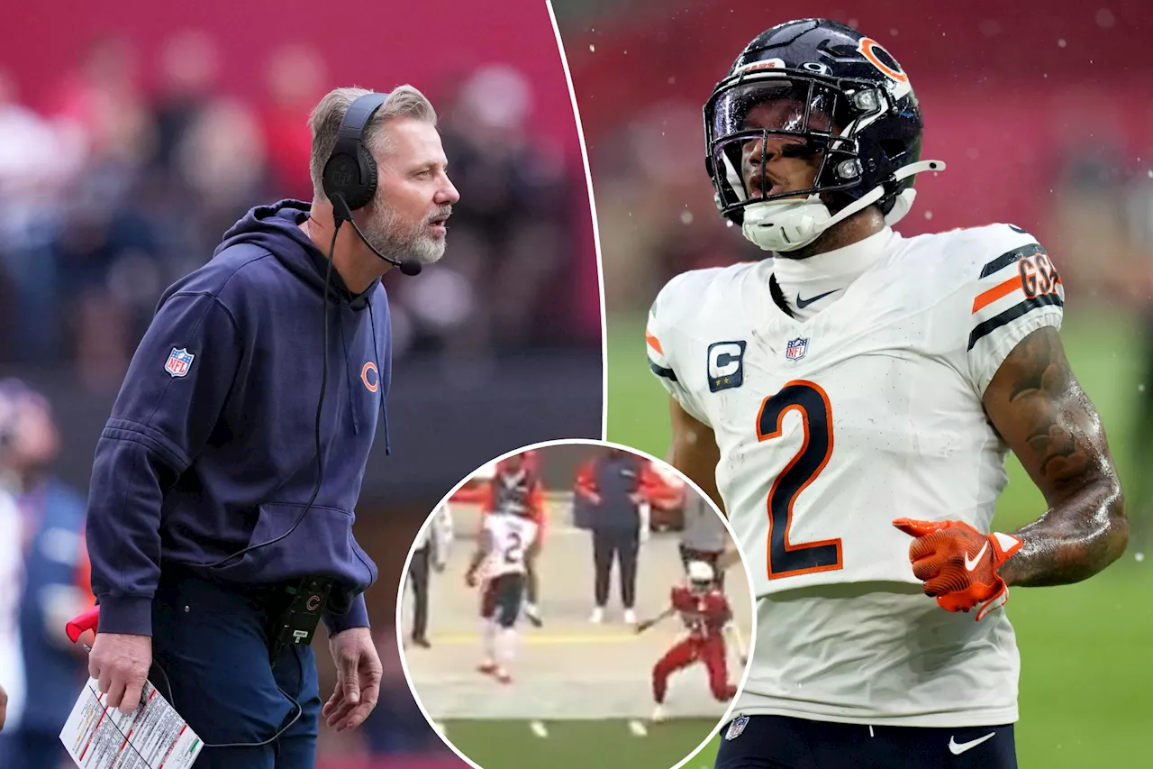 Bears coach Matt Eberflus reveals why DJ Moore walked off field mid play in bizarre scene