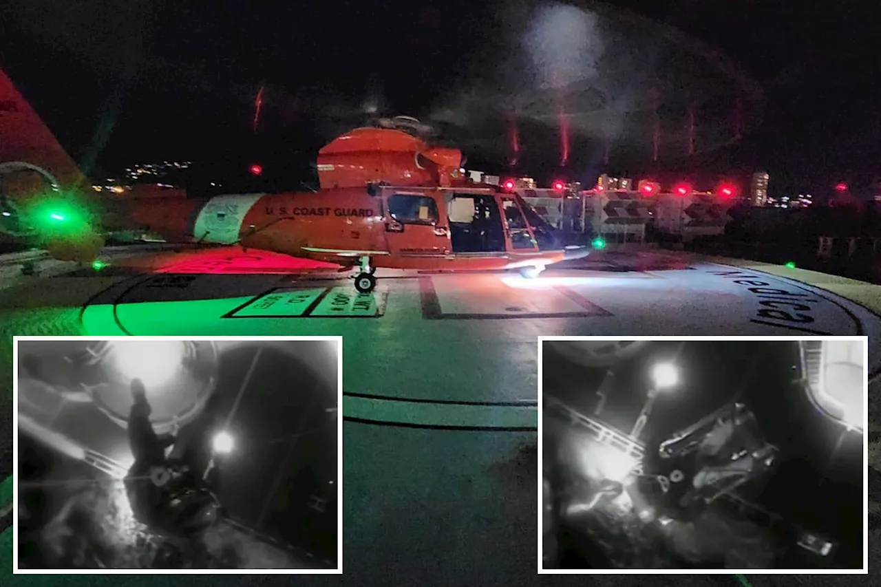 Coast Guardsman rappels from chopper to rescue passenger in dire need of hospital from Hawaii cruise ship: video