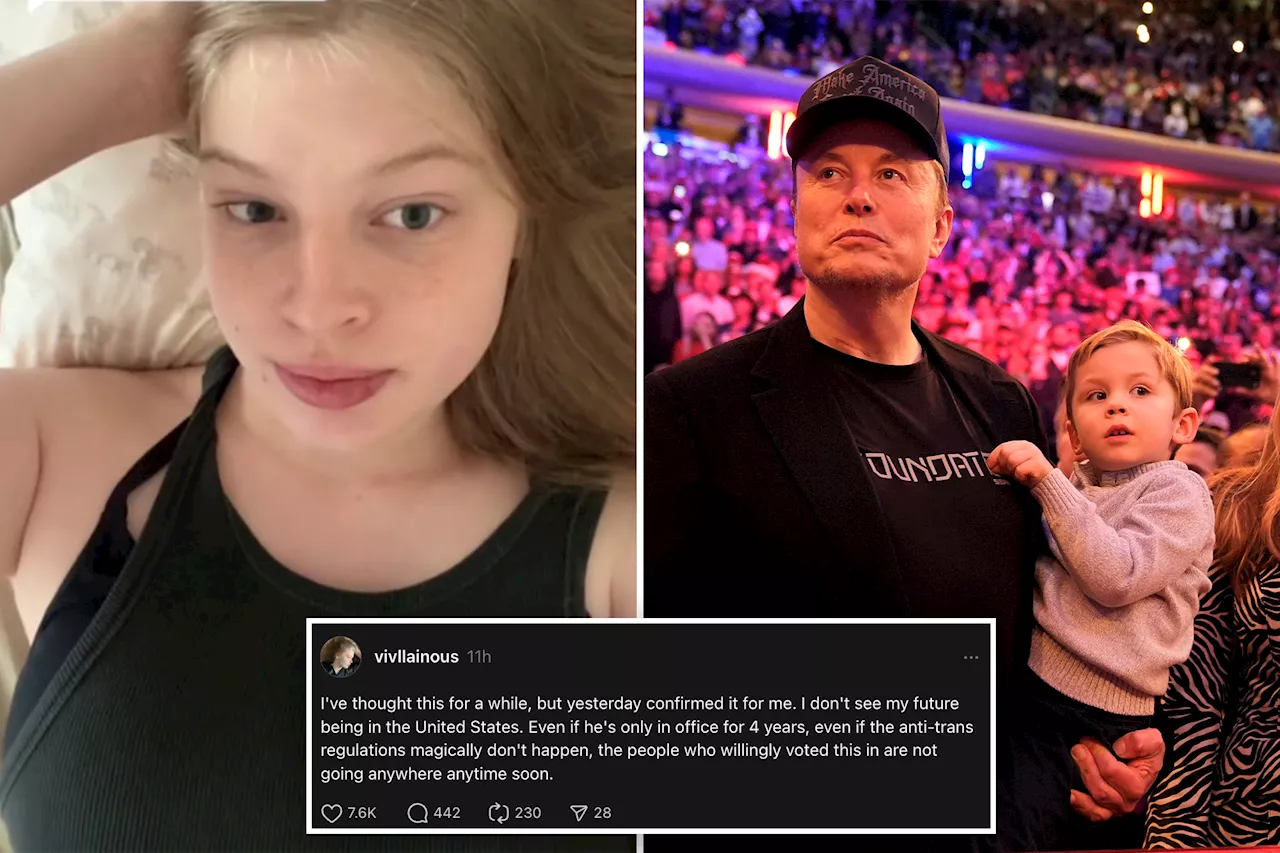 Elon Musk's estranged trans daughter announces she's leaving the US after Trump win