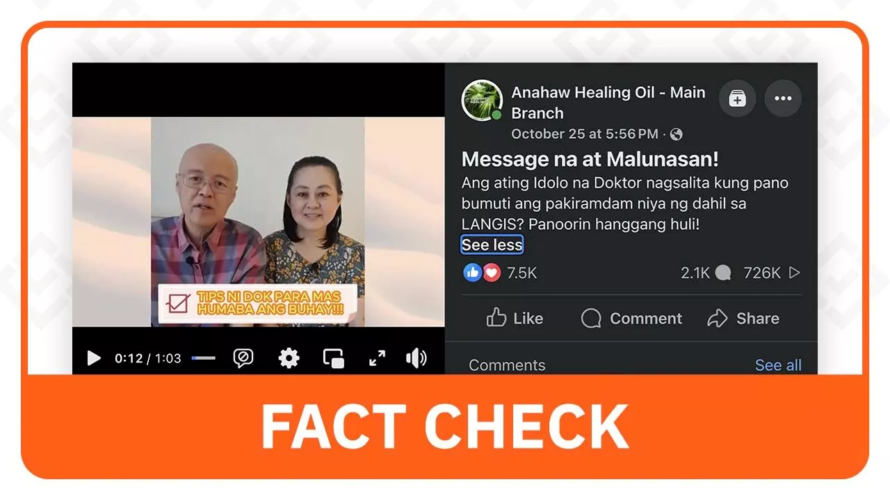 FACT CHECK: Doc Willie Ong video about using ‘healing oil’ to cure his illness is fake