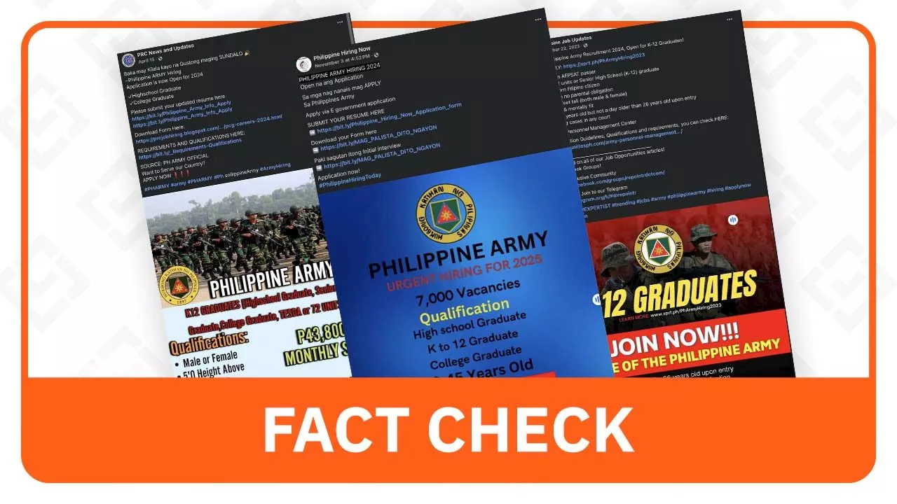 FACT CHECK: PH Army job ads posted by unauthorized page