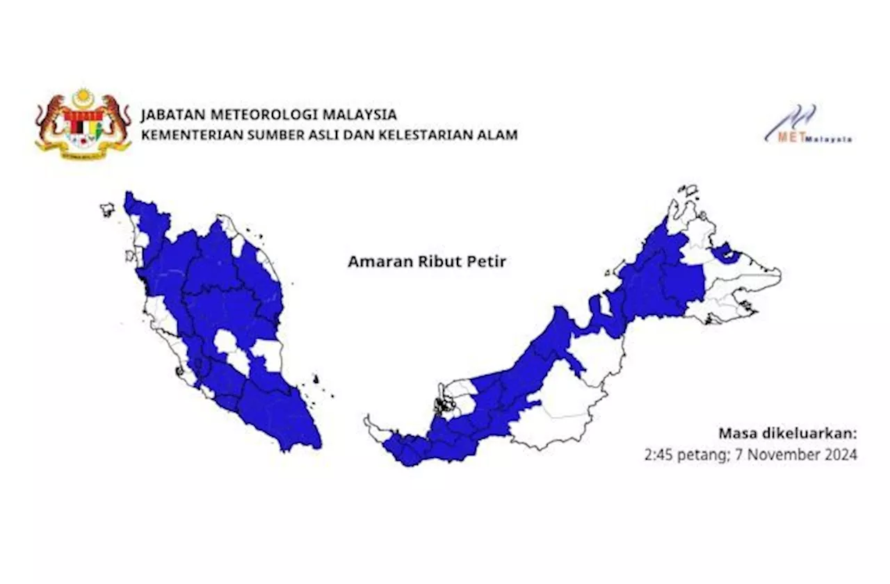 Thunderstorms, heavy rain and strong winds forecast for Malaysia, says MetMalaysia