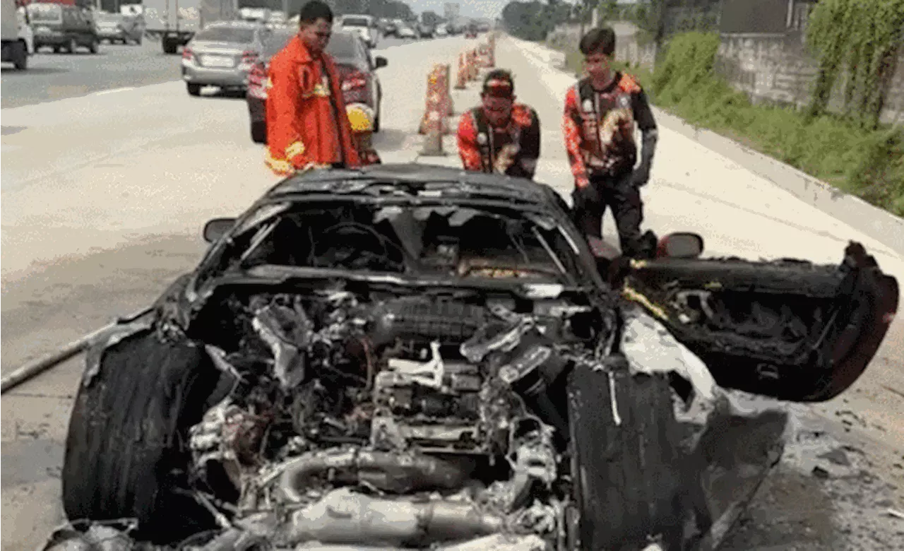 Businesswoman Angie King safe after sports car catches fire in SLEX