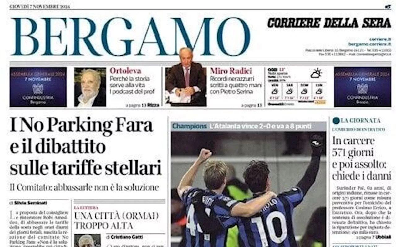 Corriere della Sera (Bergamo) celebra l'Atalanta: 'Lookman-Zaniolo, Stoccarda ko'