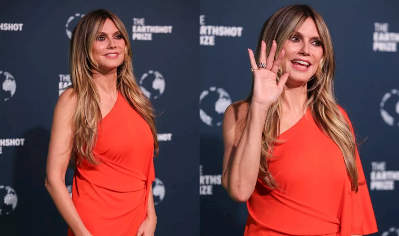 Heidi Klum Pops in Asymmetric, Draped Orange Dress at the 2024 Earthshot Prize Awards Ceremony