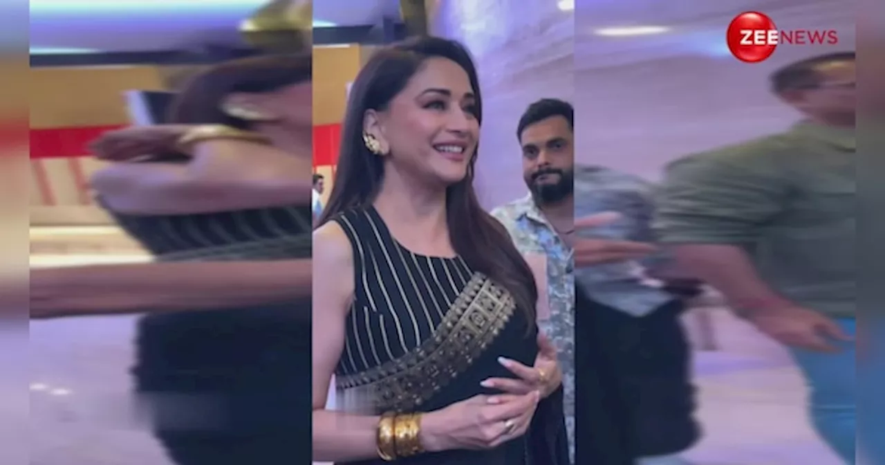 ब्लैक साड़ी में बला की खूबसूरत दिखीं धक-धक गर्ल Madhuri Dixit, 57 साल की उम्र में भी जीत लिया लोगों का दिल