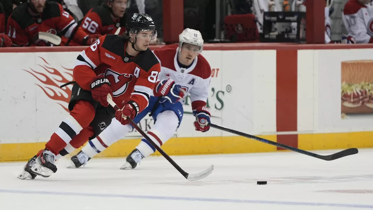 Jack Hughes has a goal and two assists as the Devils beat the Canadiens 5-3