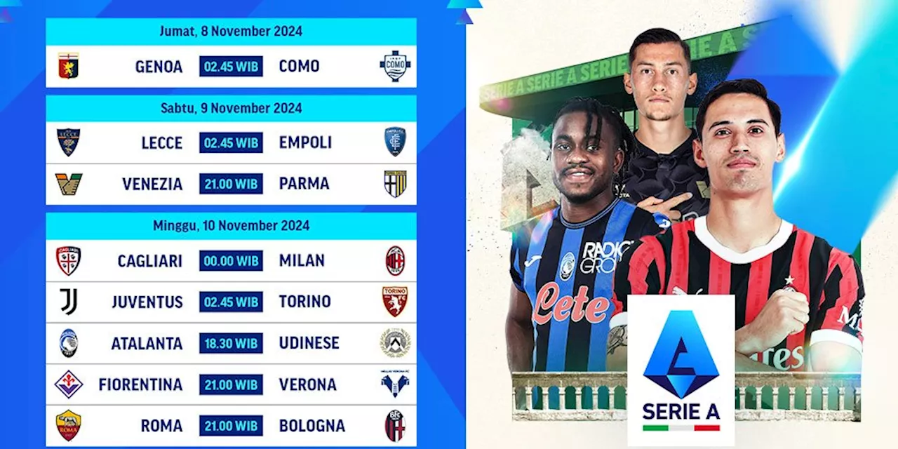 Jadwal Live Streaming Pertandingan Liga Italia 2024/25 Matchweek 12 Pekan Ini di Vidio