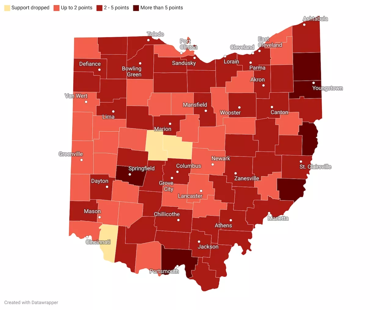 Trump’s support grew in almost every Ohio county in 2024, analysis shows