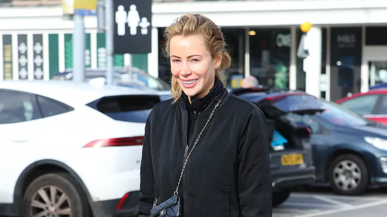 Olivia Attwood goes makeup free in skintight leggings and a cosy bomber jacket as she runs errands...