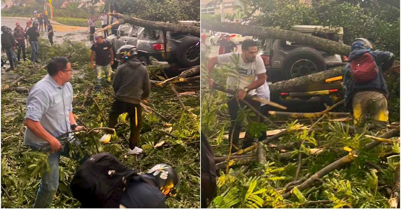 Una persona lesionada, tres carros y una moto dañados, el balance de la tormenta en Medellín