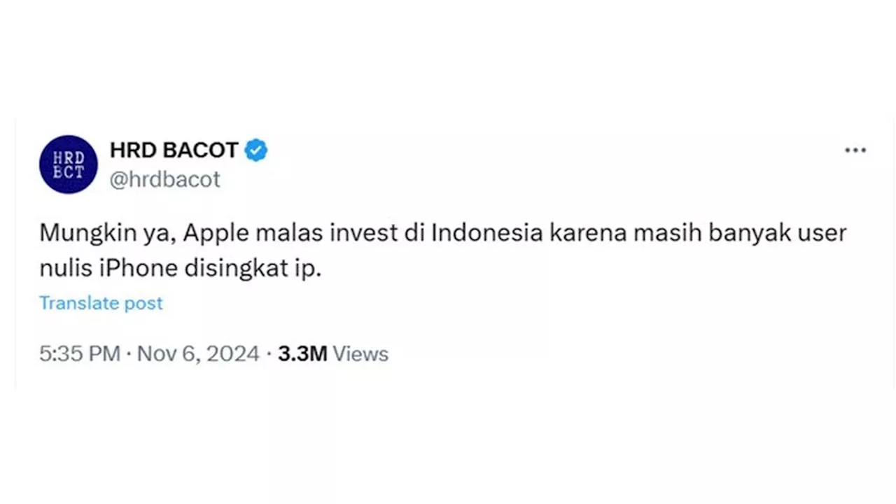 6 Cuitan Netizen Soal Alasan Apple Malas Investasi di Indonesia Ini Kocak Banget