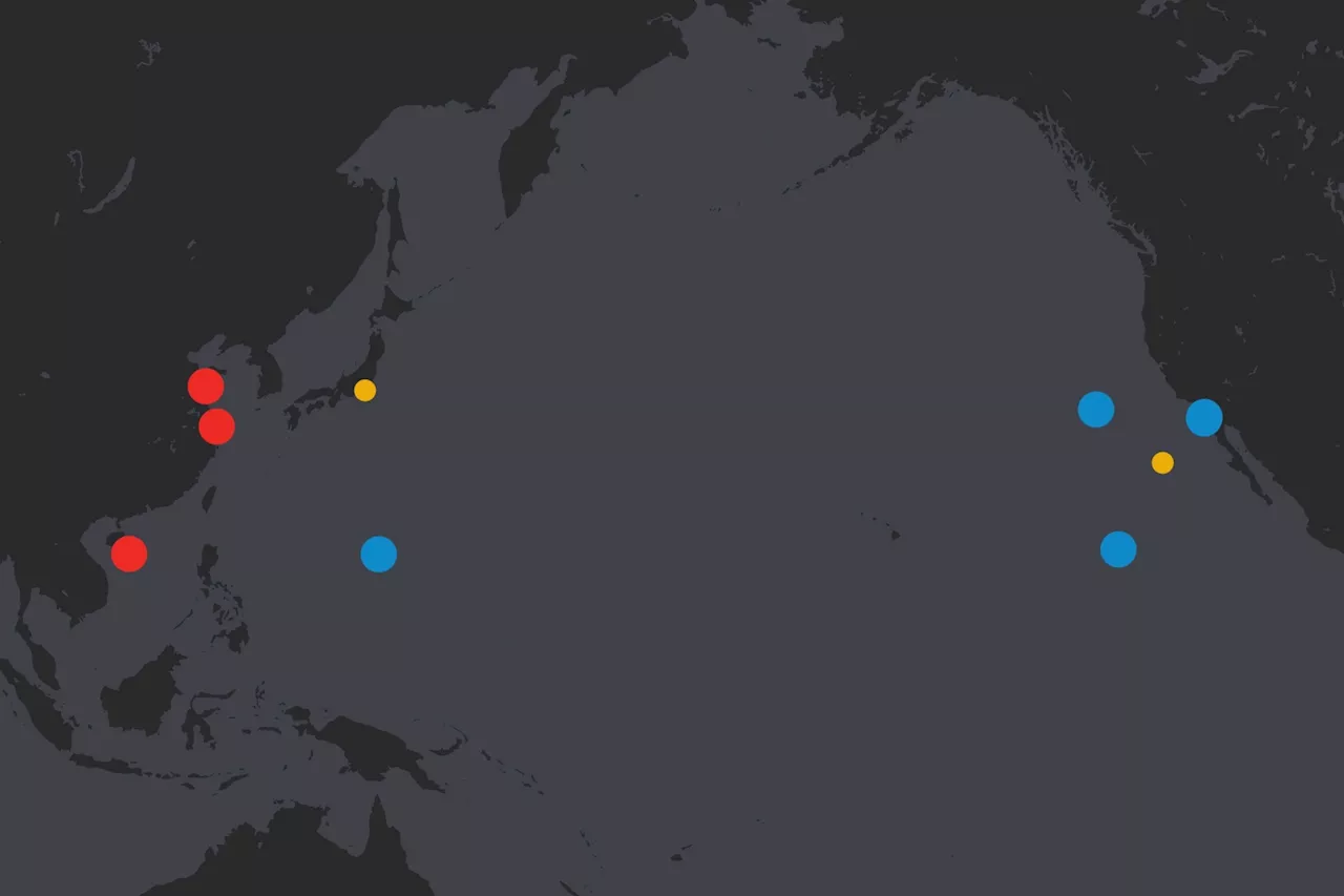 Map Shows US and China's Aircraft Carriers in Pacific This Week