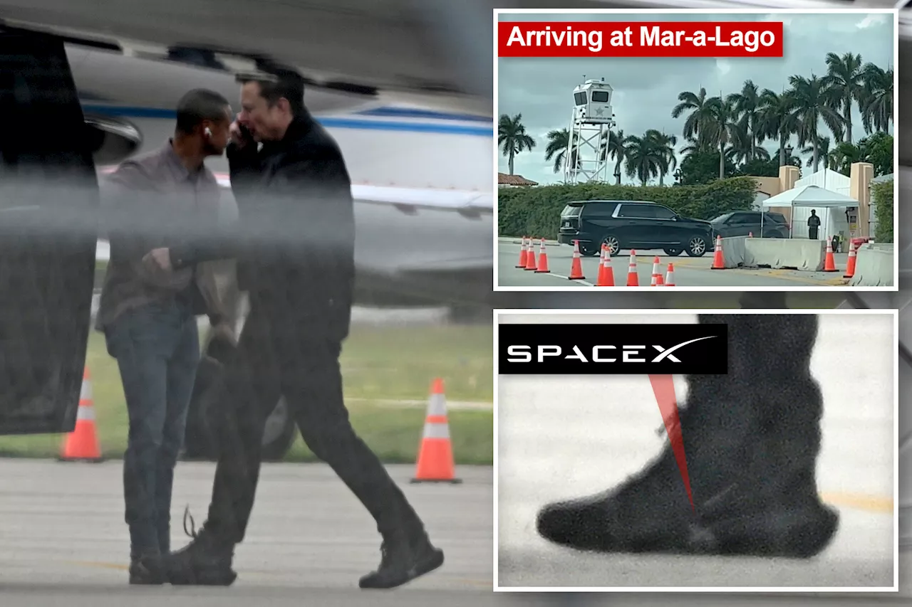 Elon Musk snapped in SpaceX shoes as he heads to Mar-a-Lago