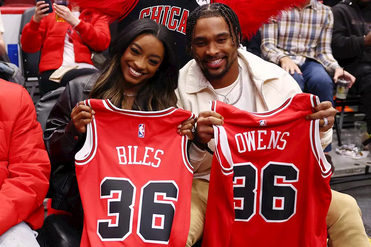 Simone Biles and Husband Jonathan Owens Gifted Personalized Jerseys During Date Night at Chicago Bulls Game