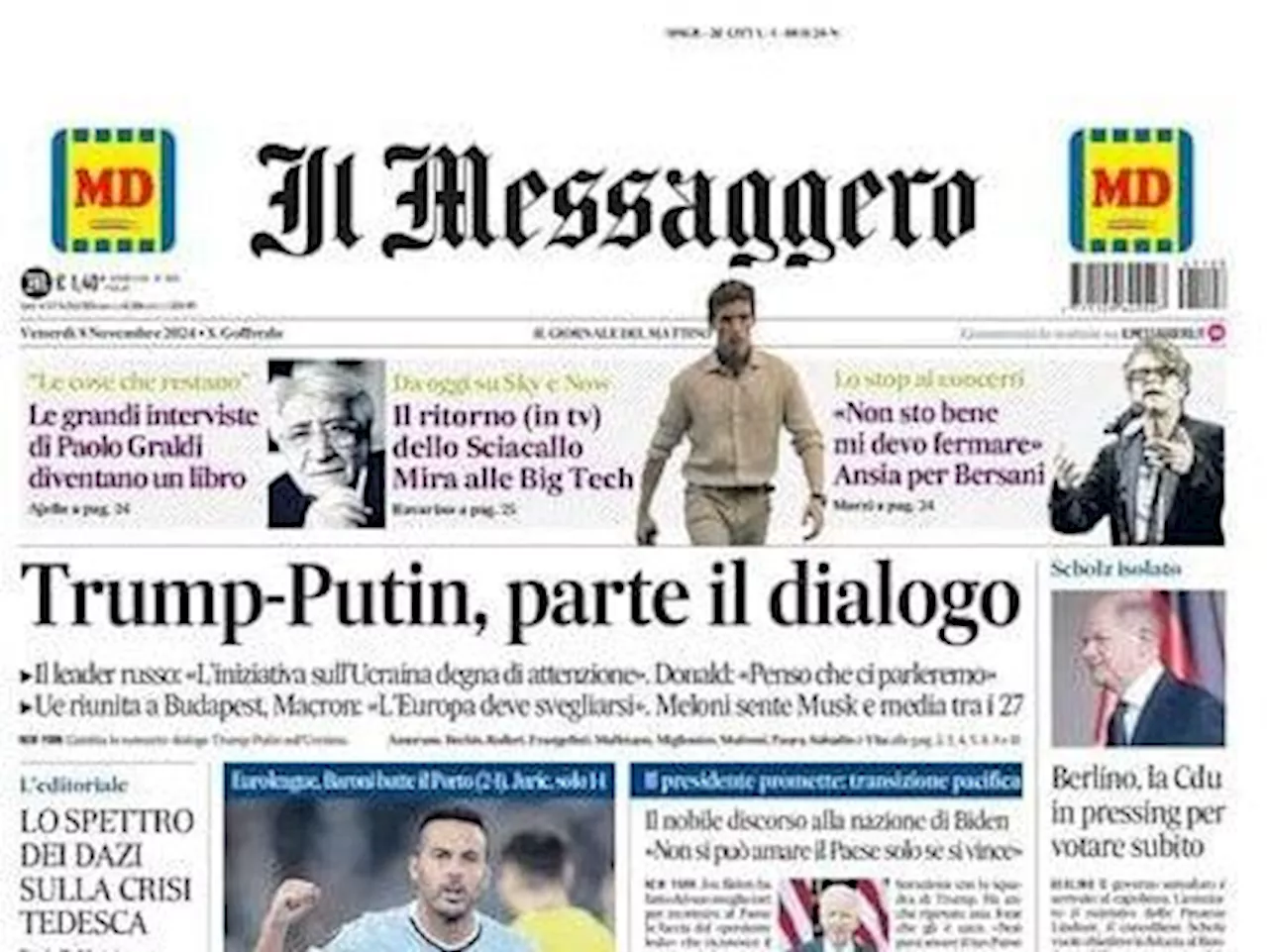 Il Messaggero apre sulle romane: 'Lazio prima in Europa, la Roma delude ancora'