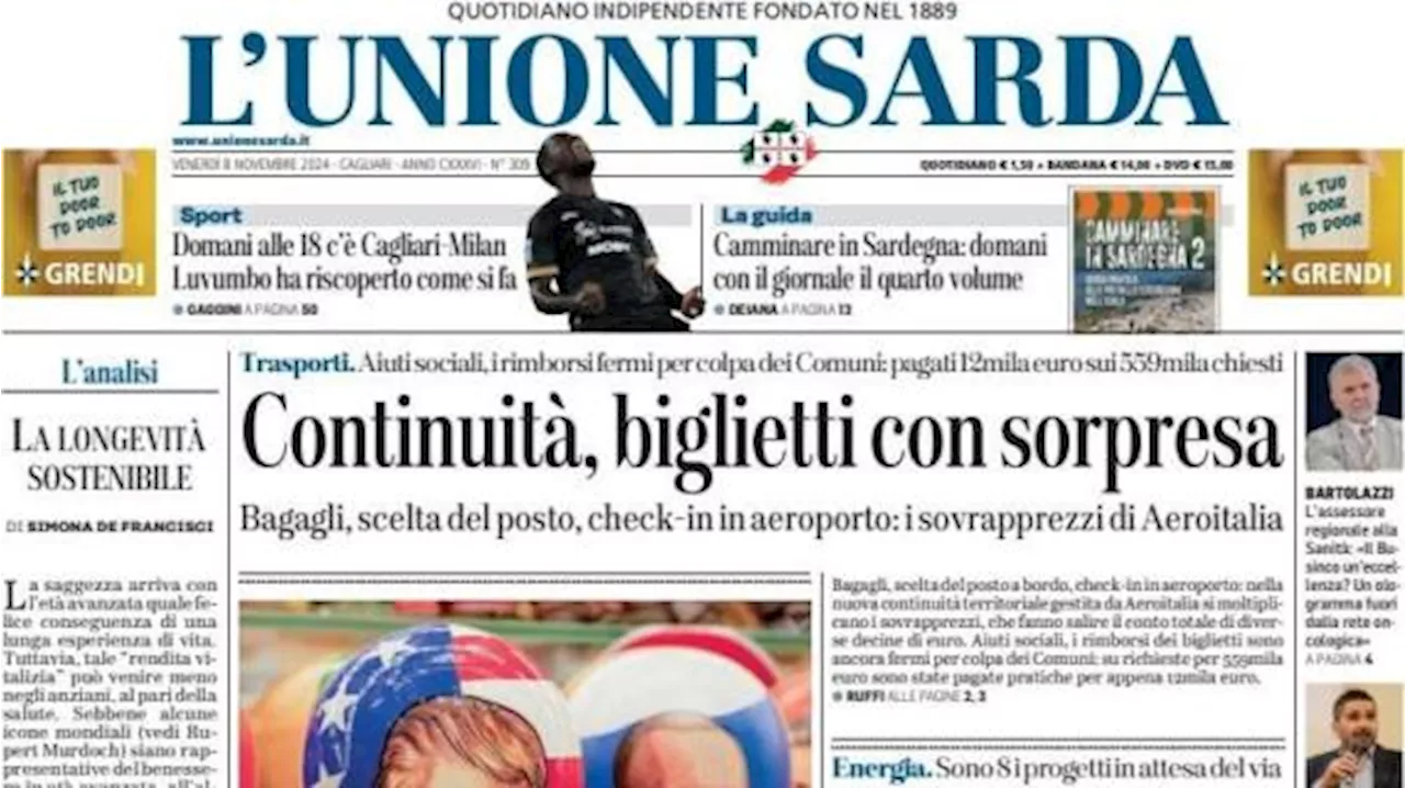 L'Unione Sarda si proietta a Cagliari-Milan: 'Luvumbo ha riscoperto come si fa'