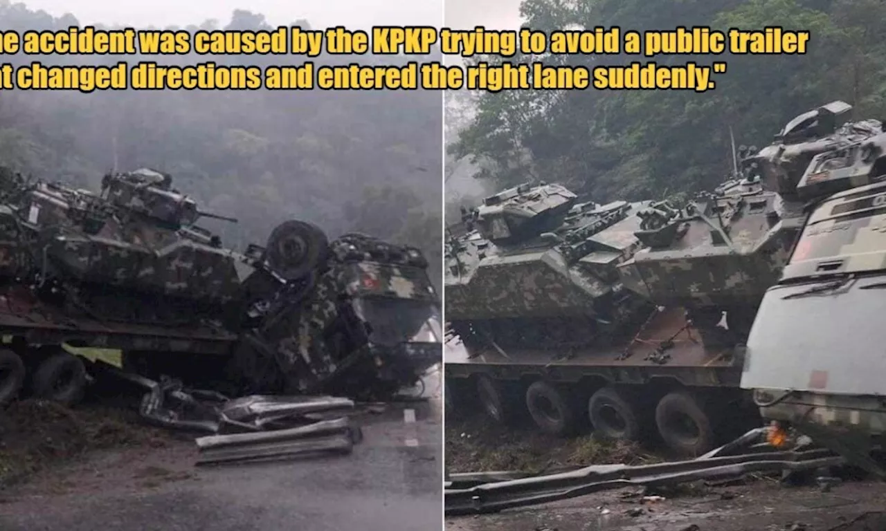 Malaysian Armed Forces Transporter Vehicle Carrying 2 Tanks Crashes on KL-Karak Highway