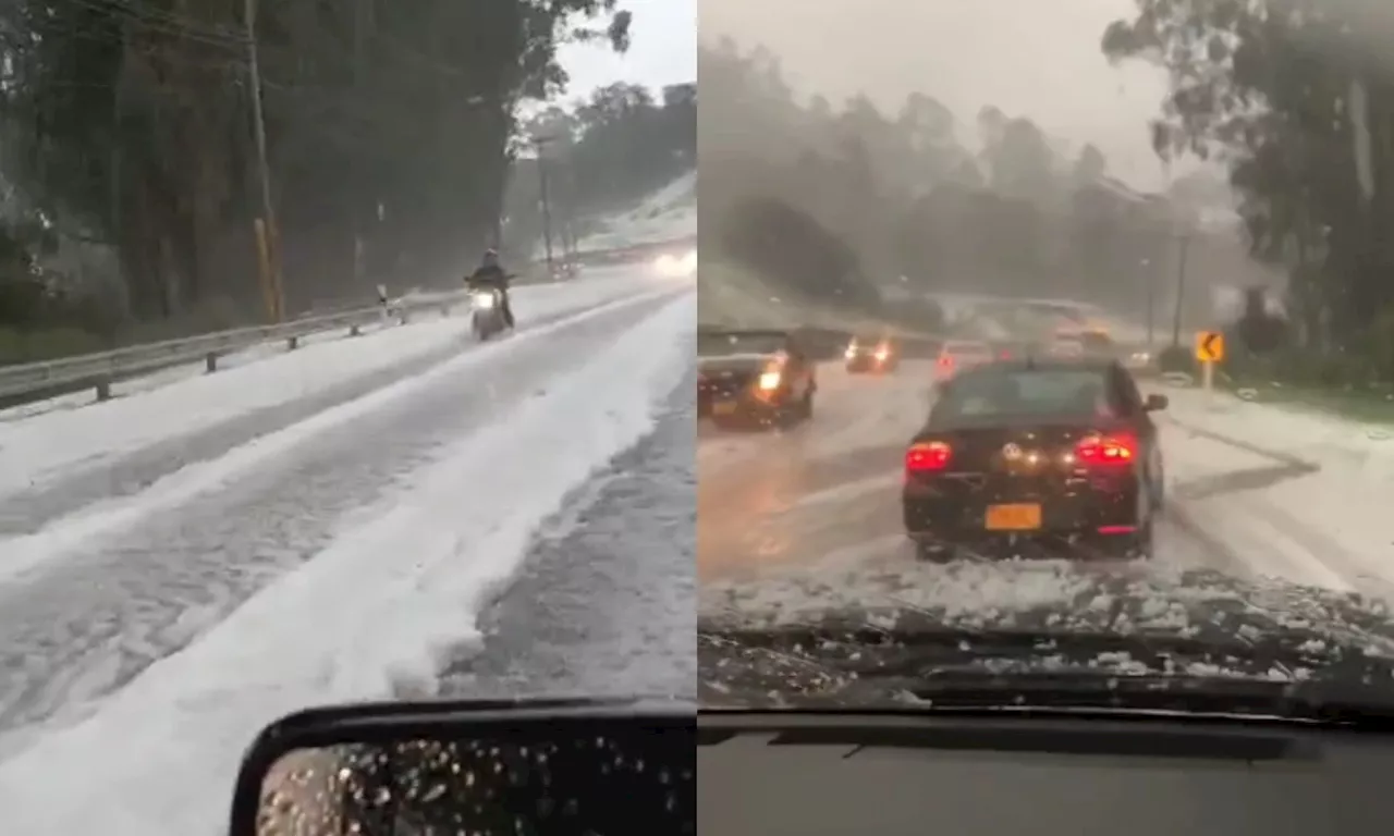 Videos de fuerte granizada en Bogotá y La Calera: hay caos vehicular