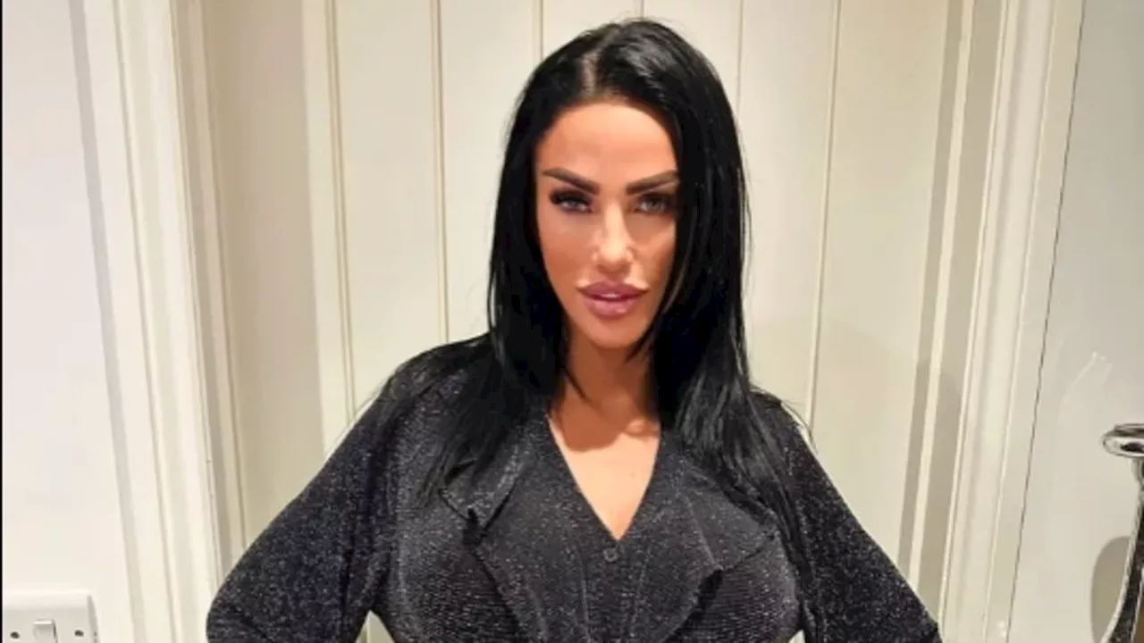 Katie Price turns heads in a sparkly black dress as she enjoys a family night out