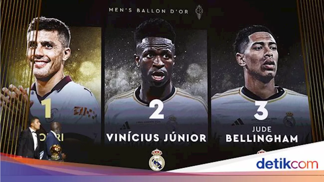 Voting Ballon d'Or 2024: Rodri Unggul 41 Poin atas Vinicius