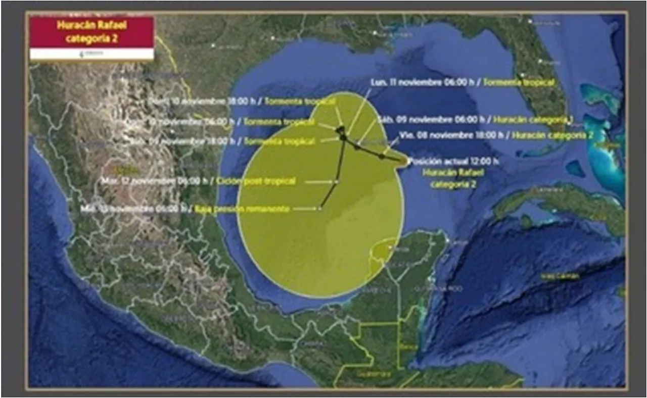 Huracán Rafael llega a México y afecta a estos tres estados; continúa en categoría 2