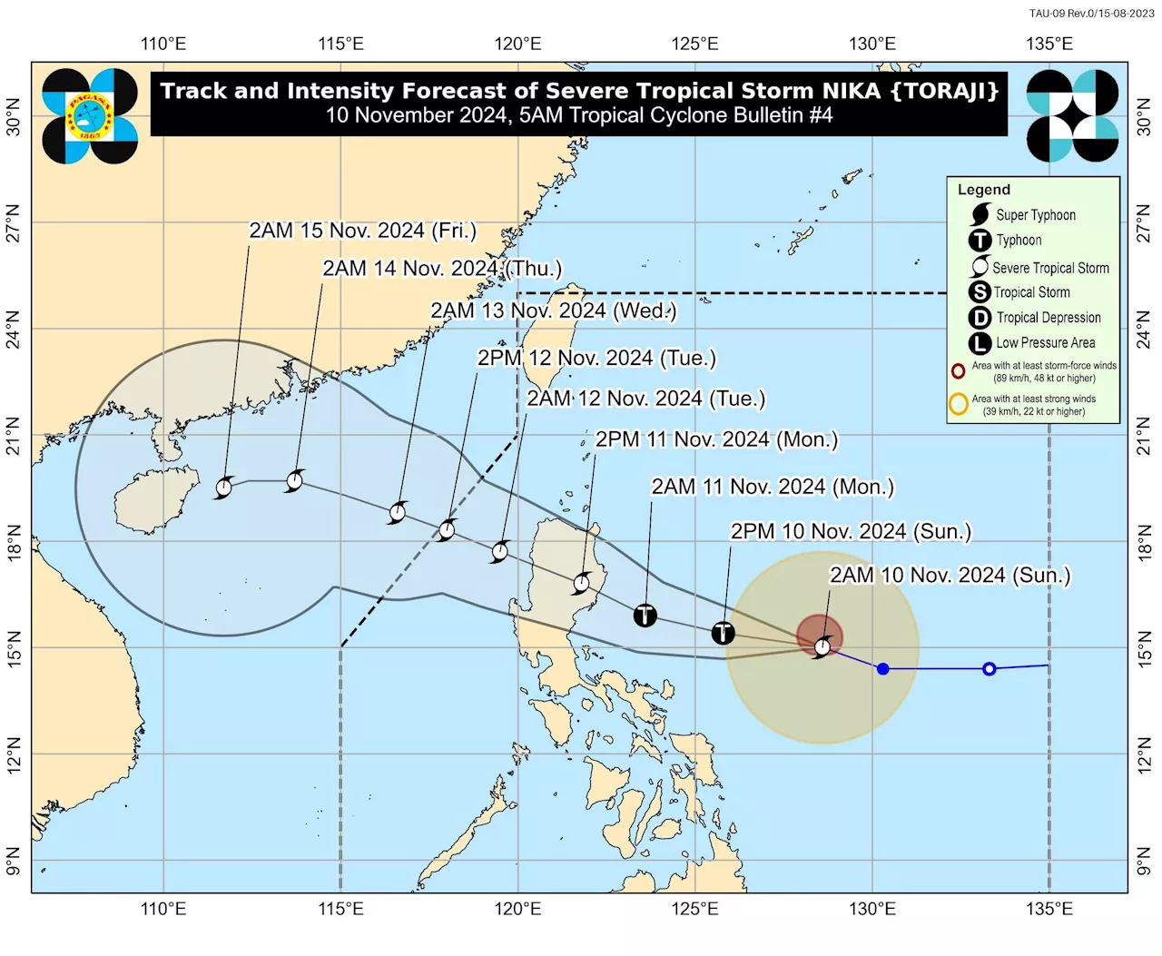 Nika now a severe tropical storm; Signal No. 2 up over parts of Isabela, Aurora