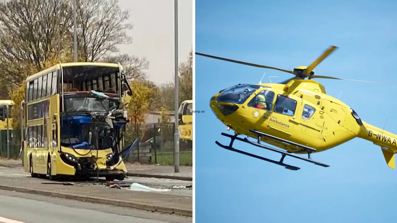 Seventeen taken to hospital after two double-decker buses collide in Manchester