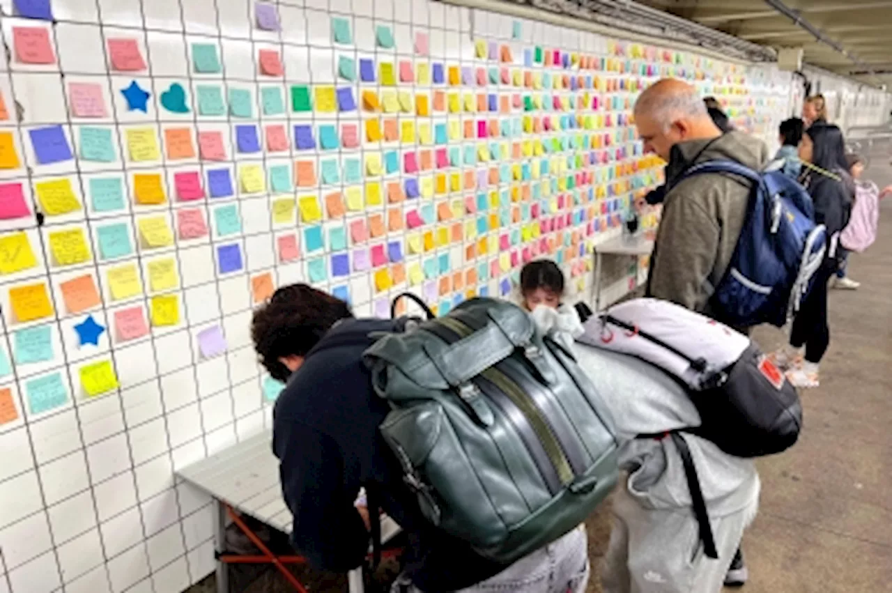 New Yorkers revive ‘Subway Therapy’ wall with Post-Its of hope, resilience, and protest after Trump win