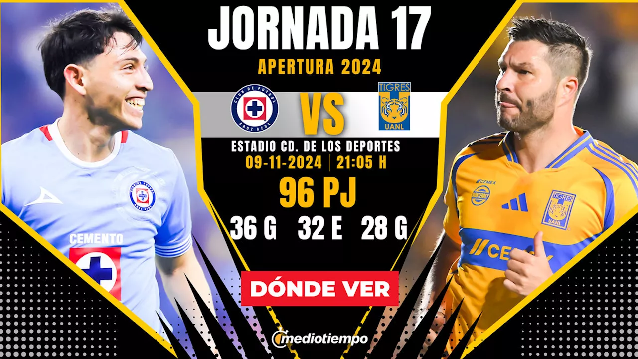 Cruz Azul vs Tigres EN VIVO: ¿A qué hora y dónde ver partido Jornada 17 Apertura 2024 HOY?