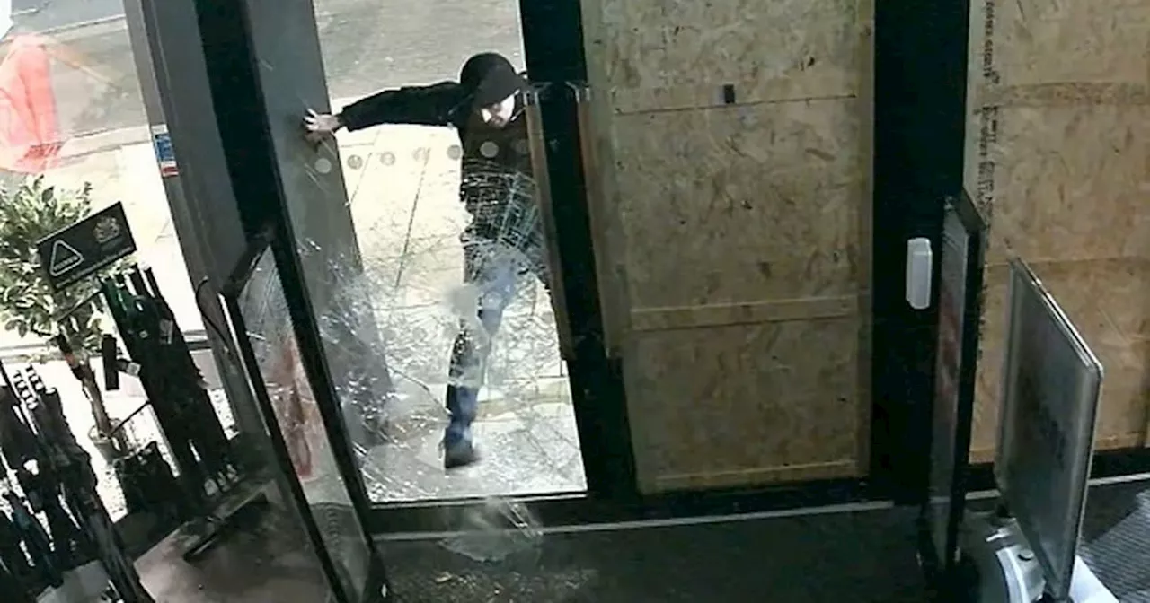 Man banned from city centre as CCTV shows him smashing shop window