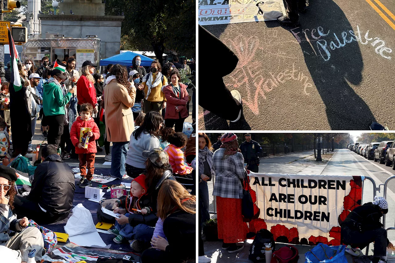 Anti-Israel protesters bring kids to ‘rage playdate’ outside Schumer’s home, clash with NYPD for lacking permit