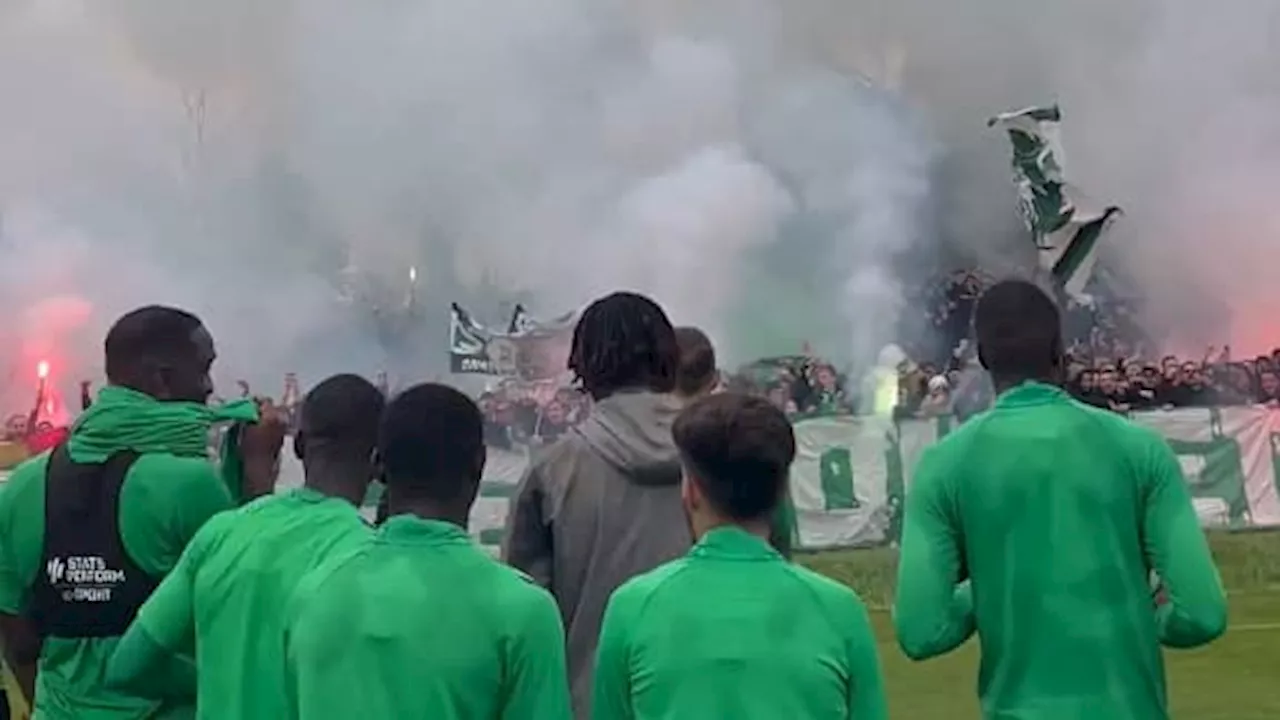 OL-ASSE: les images des supporters des Verts bouillants à l’entraînement avant le derby