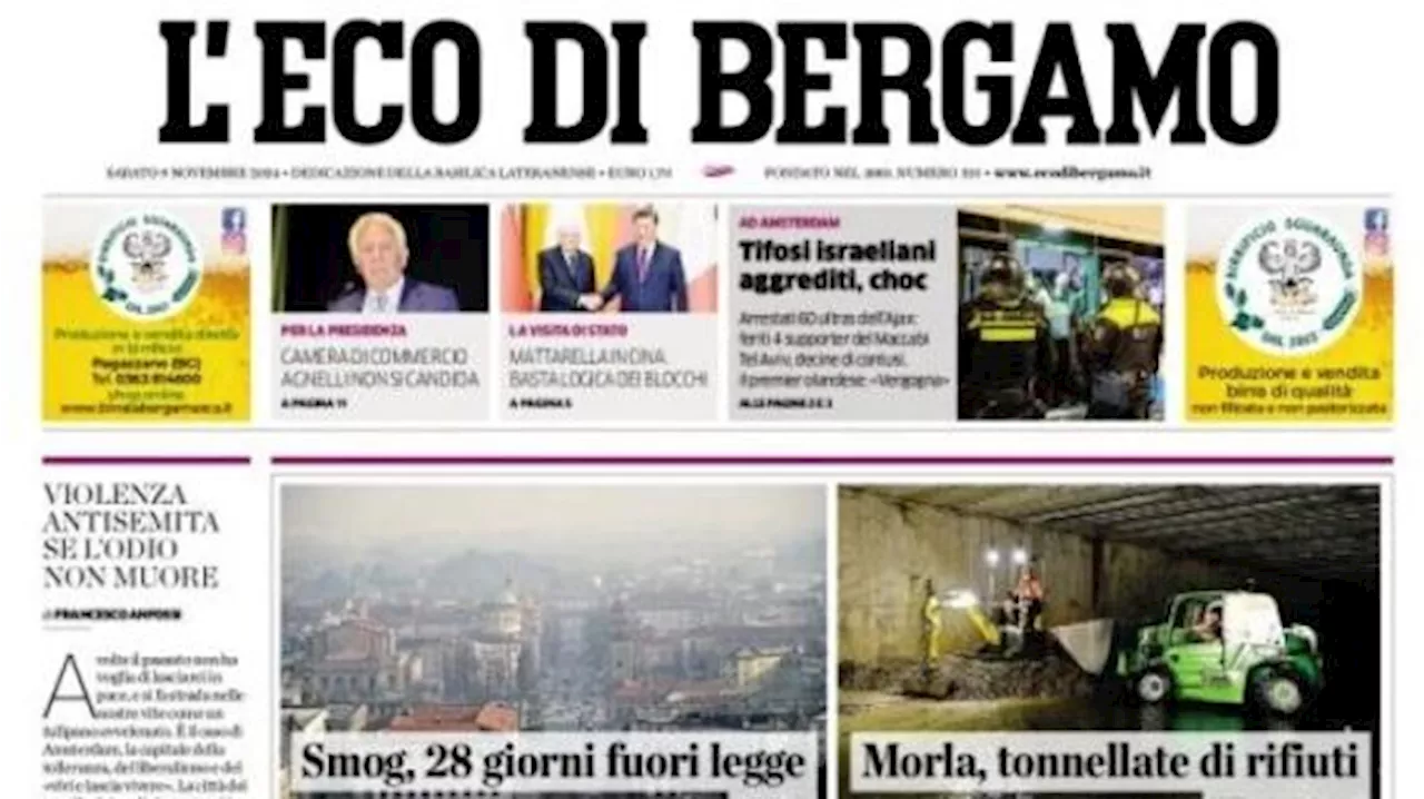 La prima pagina de L'Eco di Bergamo: 'Pierpaolo Marino: 'Atalanta, un augurio chiamato scudetto''