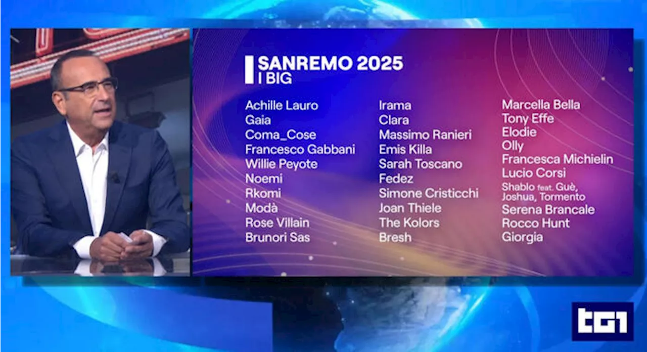 Sanremo, ecco i 30 Big del Festival