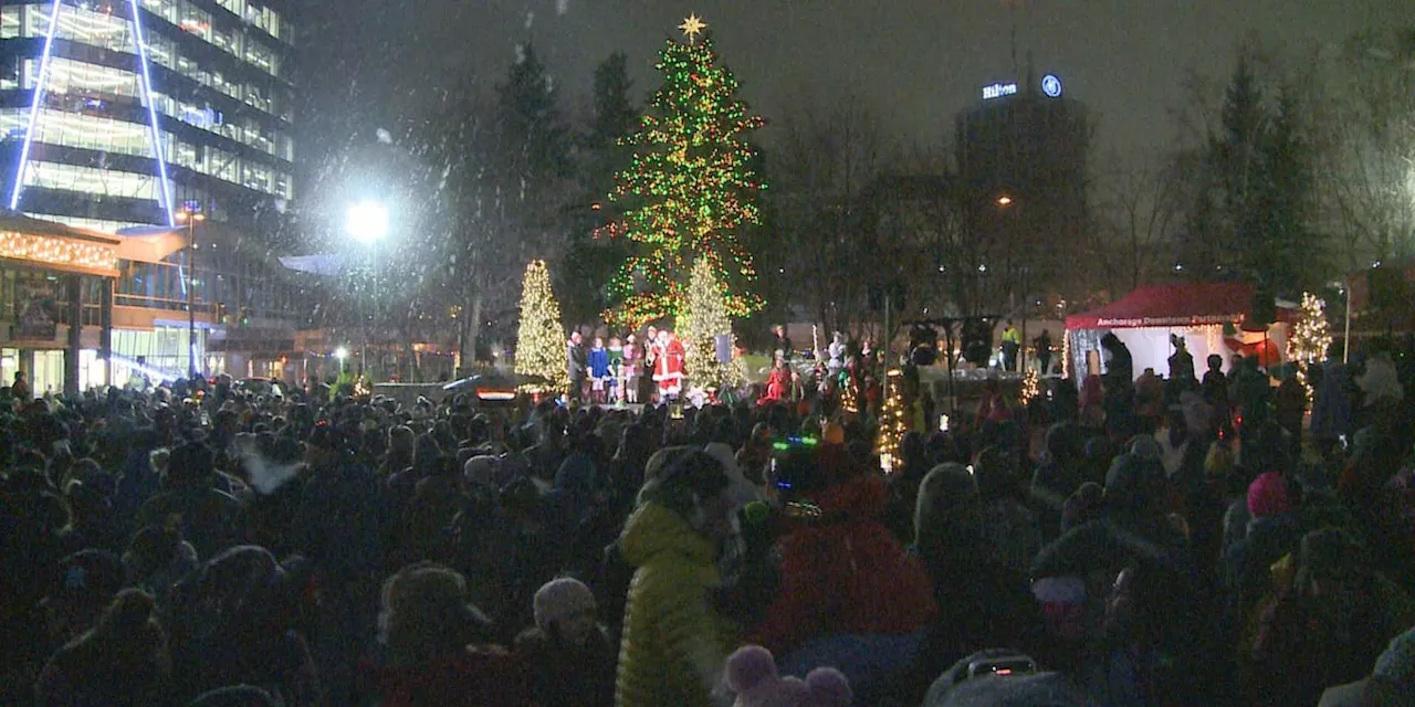 Santa Claus makes his annual appearance as Anchorage residents gather for annual tree lighting