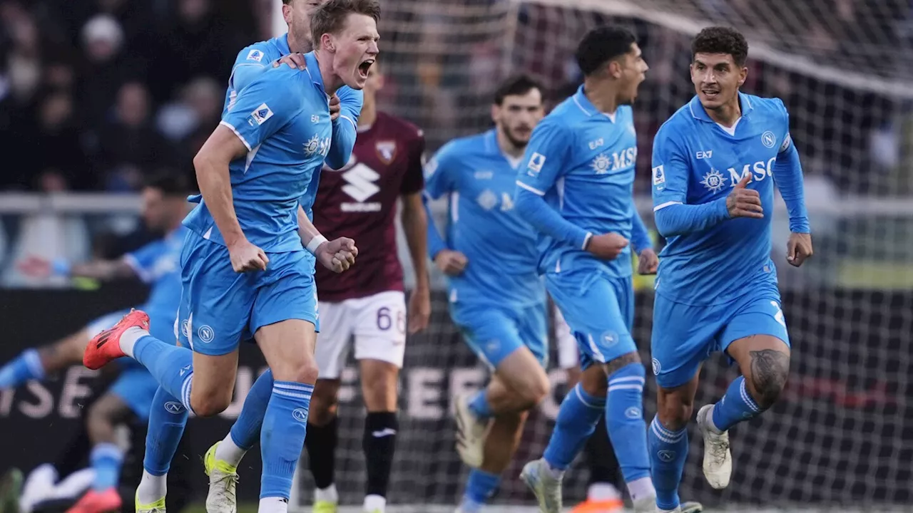 McTominay goal gives Serie A leader Napoli win over Torino as Lazio loses ground