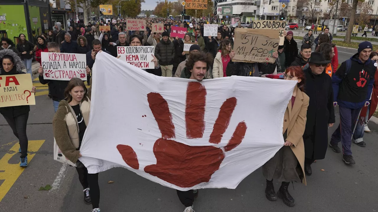 People March in Protest After Railway Station Collapse in Serbia