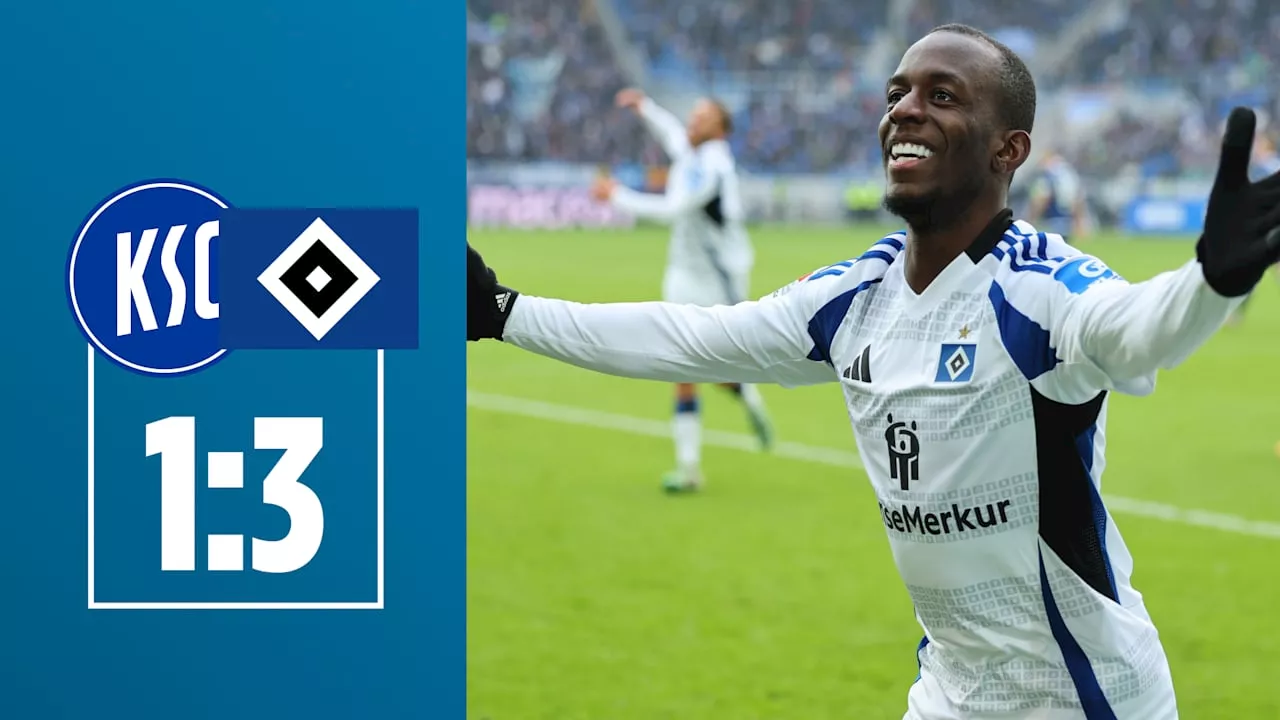 Hamburger SV springt mit spektakulärem Sieg 3:1 in Karlsruhe auf zweiten Tisch in der Bundesliga