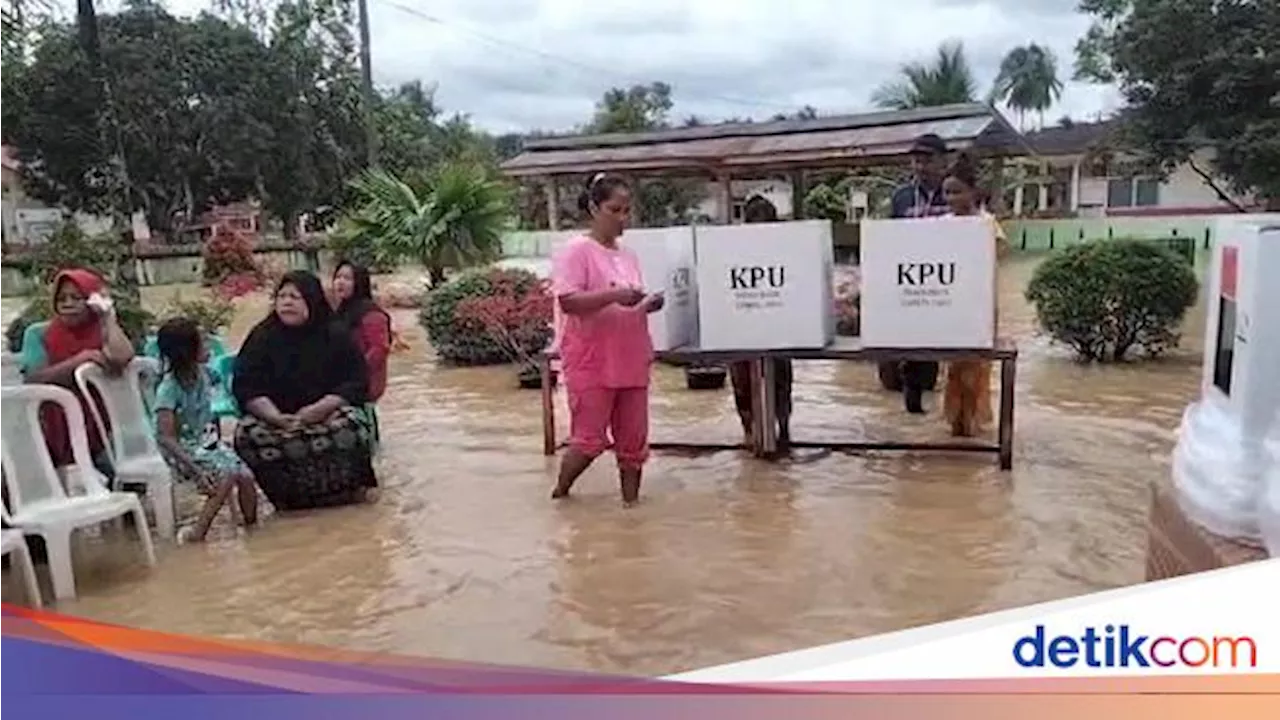 Pencoblosan Susulan 2 TPS di Asahan Dilaksanakan dalam Kondisi Banjir