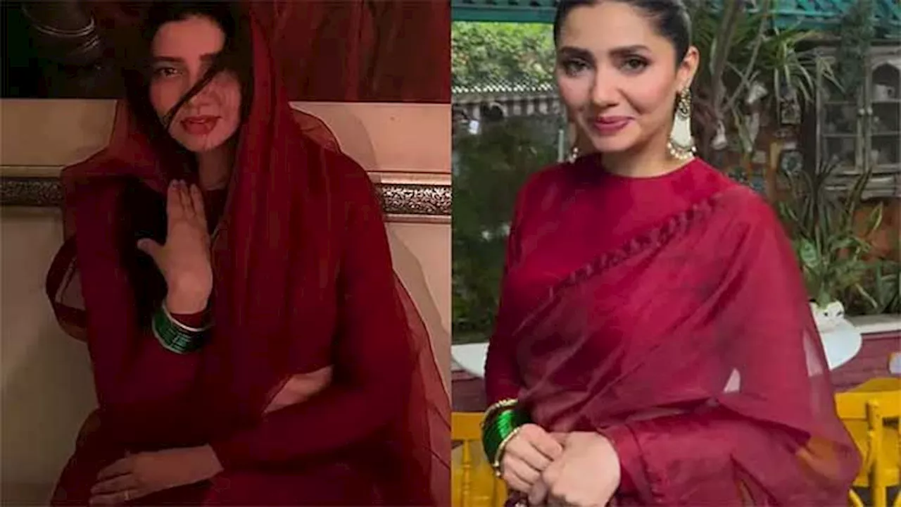 A-lister Mahira Khan's Stunning Red Saree Appearance Grabs Attention