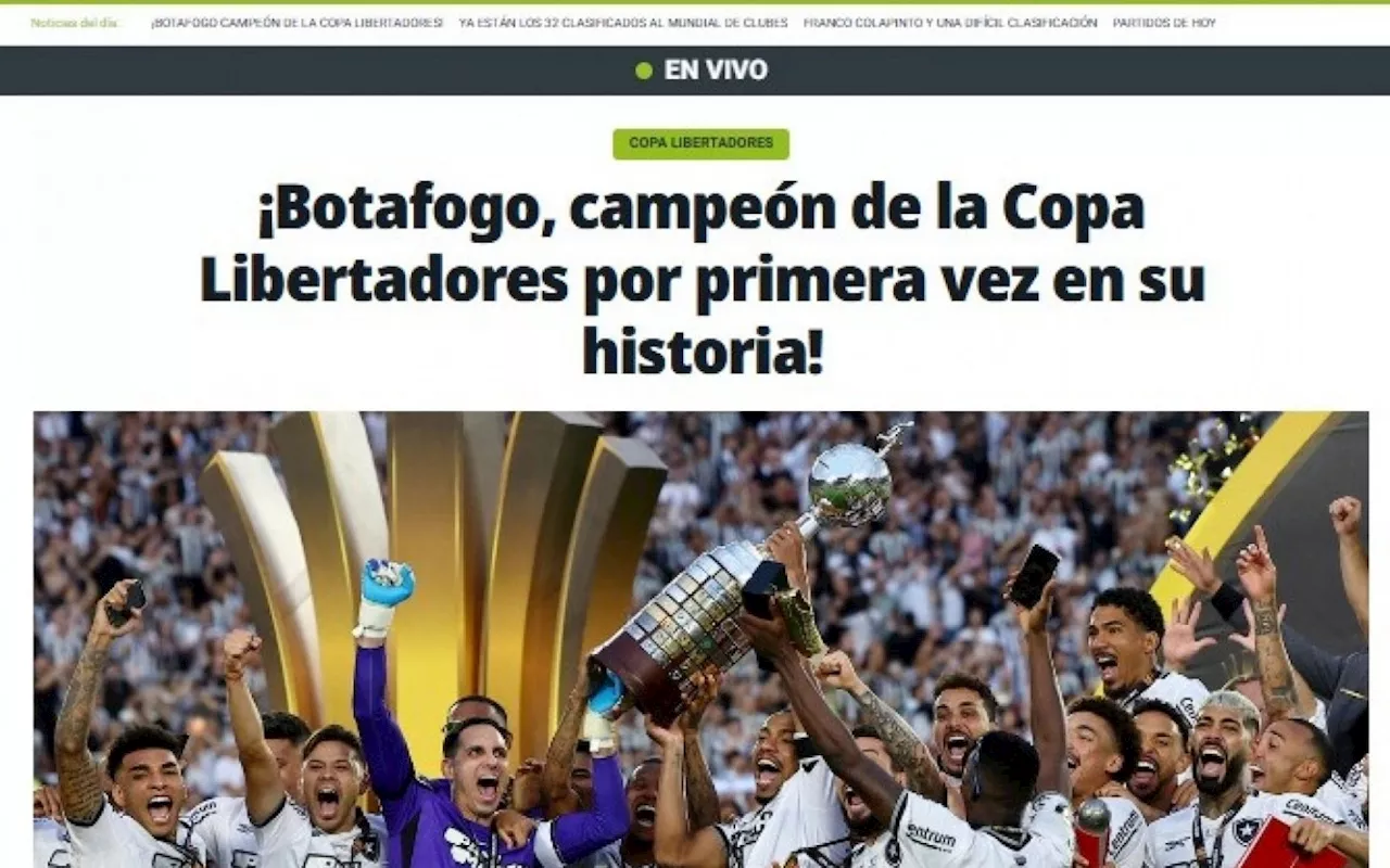 'Melhor do Rio, do Brasil e da Libertadores', destaca 'Olé' sobre título do Botafogo