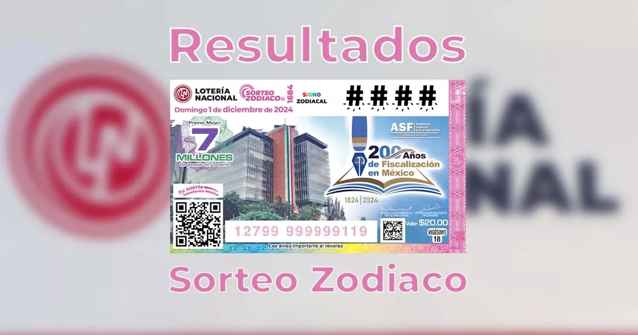 Resultados Sorteo Zodiaco 1684 del 1 de diciembre del 2024 de Lotería Nacional