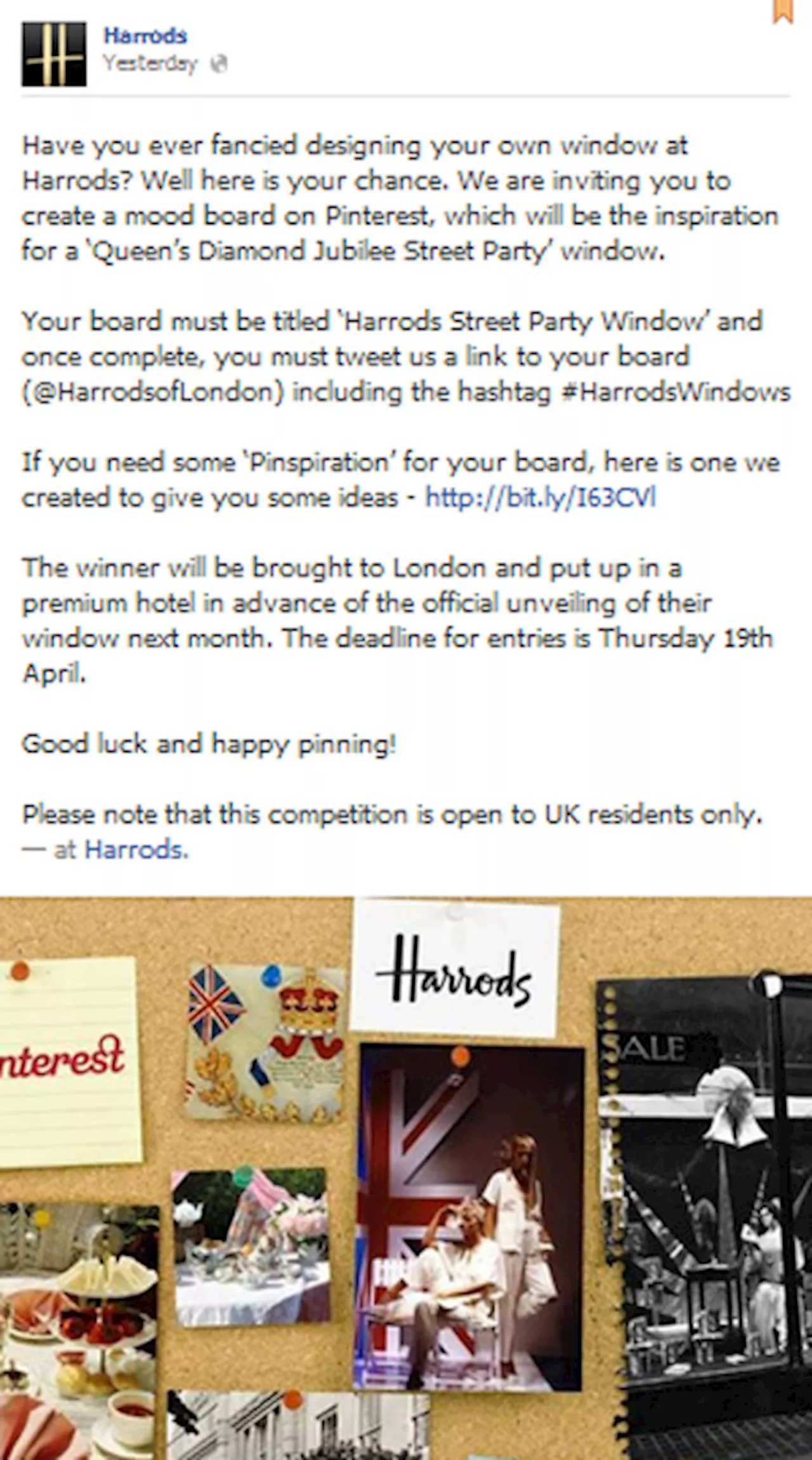 Harrods builds loyalists through royalty-themed Pinterest contest