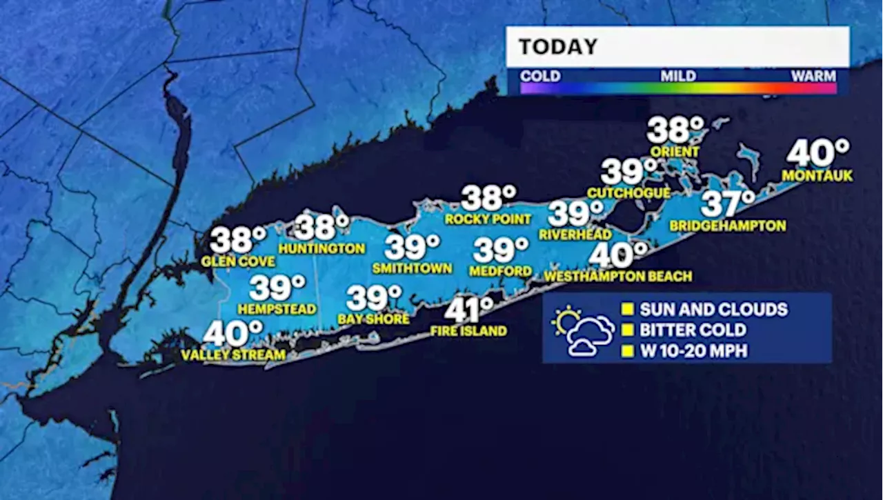 BITTER BLAST: Cold temps on Long Island with a mix of sun and clouds