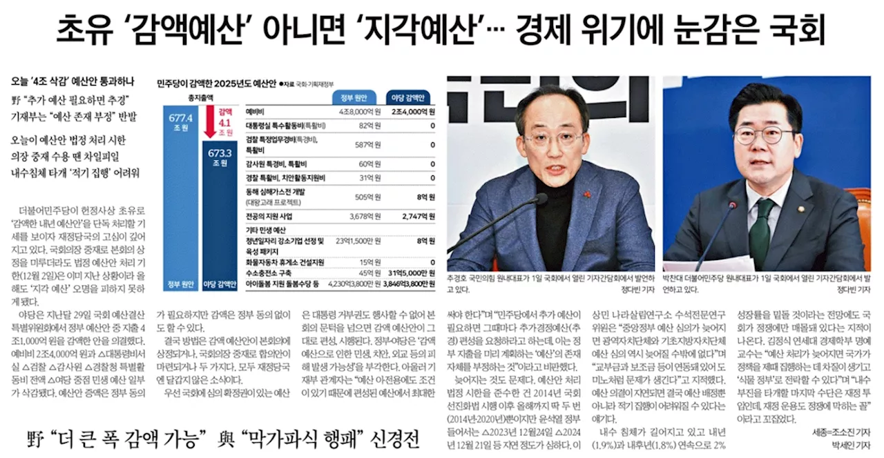 정부와 여당, 야당 사이 예산안 처리 진통